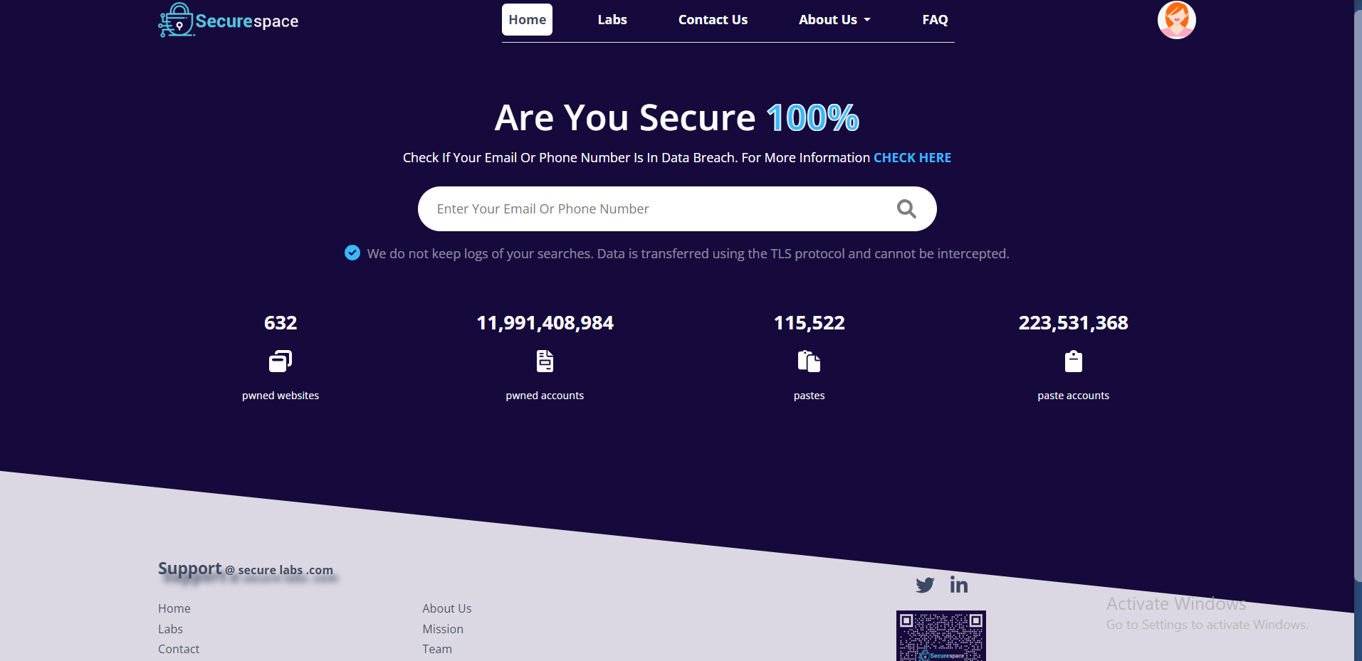 Security learning and data breach check website